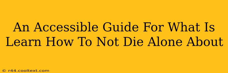 An Accessible Guide For What Is Learn How To Not Die Alone About