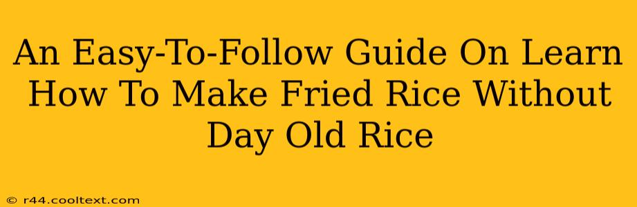 An Easy-To-Follow Guide On Learn How To Make Fried Rice Without Day Old Rice