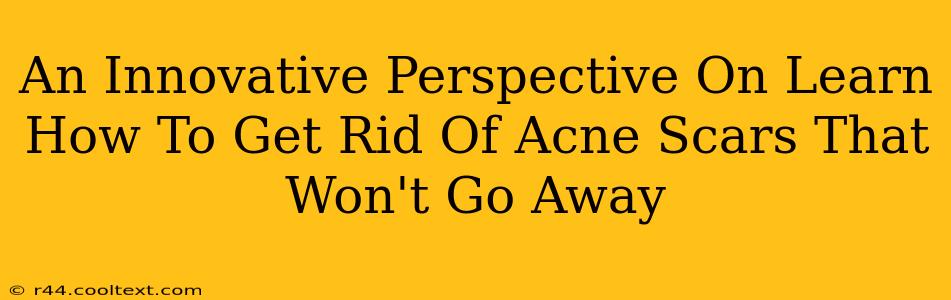 An Innovative Perspective On Learn How To Get Rid Of Acne Scars That Won't Go Away