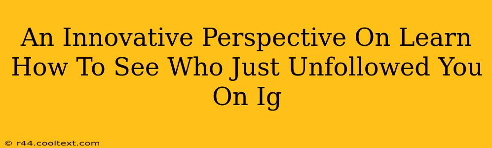 An Innovative Perspective On Learn How To See Who Just Unfollowed You On Ig