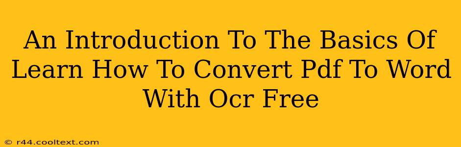 An Introduction To The Basics Of Learn How To Convert Pdf To Word With Ocr Free