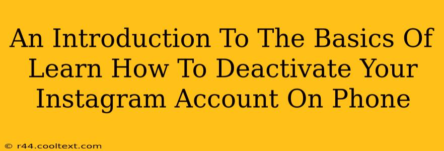 An Introduction To The Basics Of Learn How To Deactivate Your Instagram Account On Phone