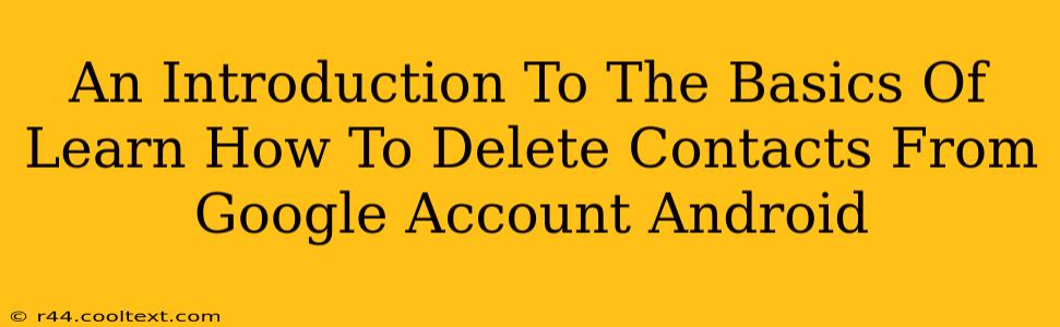 An Introduction To The Basics Of Learn How To Delete Contacts From Google Account Android