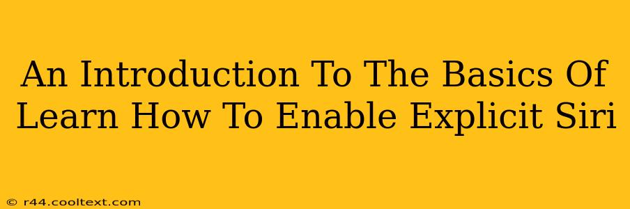 An Introduction To The Basics Of Learn How To Enable Explicit Siri