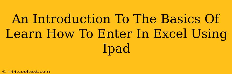 An Introduction To The Basics Of Learn How To Enter In Excel Using Ipad