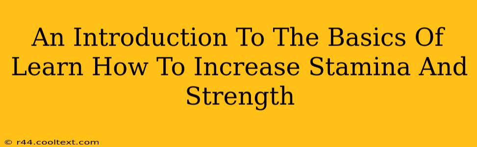 An Introduction To The Basics Of Learn How To Increase Stamina And Strength