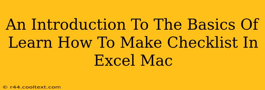 An Introduction To The Basics Of Learn How To Make Checklist In Excel Mac