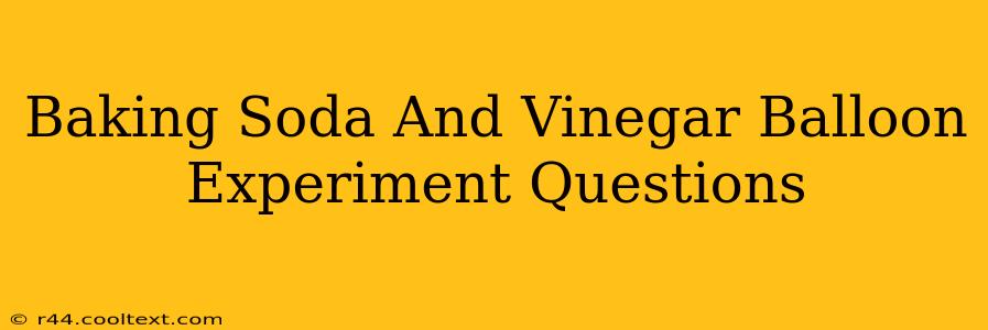 Baking Soda And Vinegar Balloon Experiment Questions