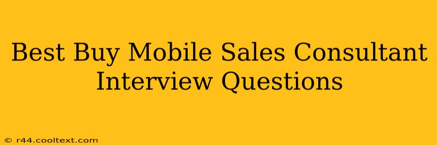 Best Buy Mobile Sales Consultant Interview Questions