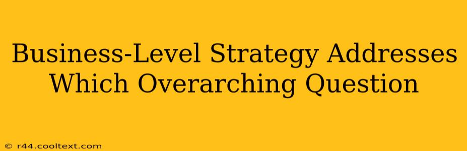 Business-Level Strategy Addresses Which Overarching Question