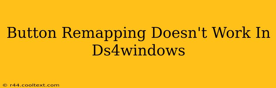 Button Remapping Doesn't Work In Ds4windows