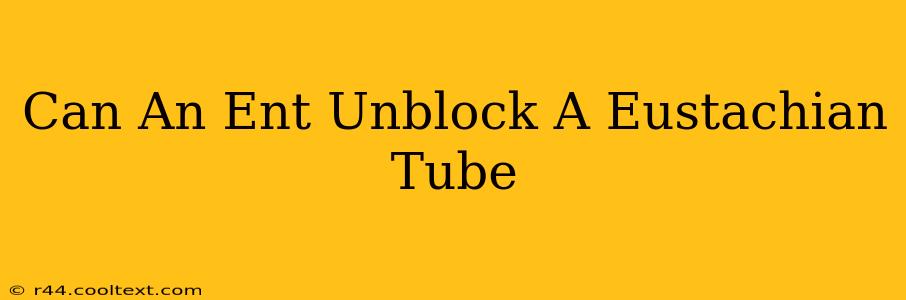 Can An Ent Unblock A Eustachian Tube