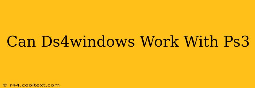 Can Ds4windows Work With Ps3