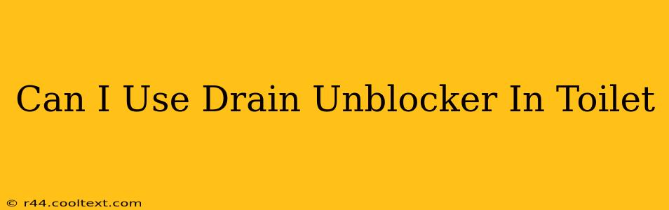 Can I Use Drain Unblocker In Toilet