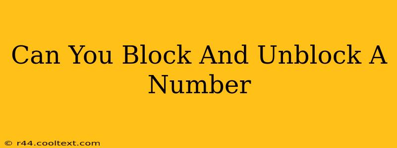 Can You Block And Unblock A Number