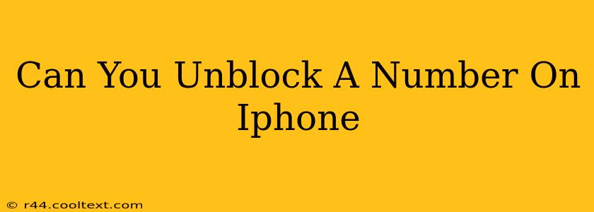 Can You Unblock A Number On Iphone