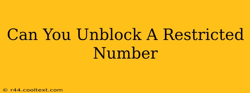 Can You Unblock A Restricted Number