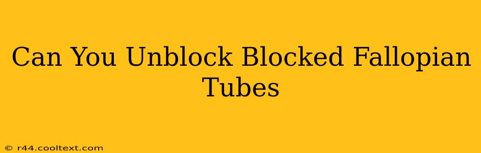 Can You Unblock Blocked Fallopian Tubes