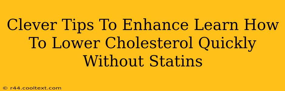 Clever Tips To Enhance Learn How To Lower Cholesterol Quickly Without Statins