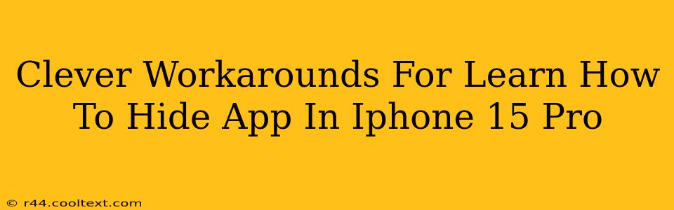 Clever Workarounds For Learn How To Hide App In Iphone 15 Pro