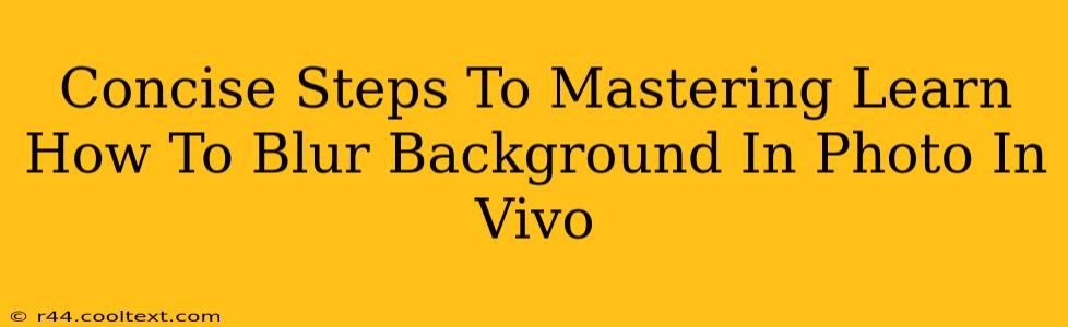 Concise Steps To Mastering Learn How To Blur Background In Photo In Vivo