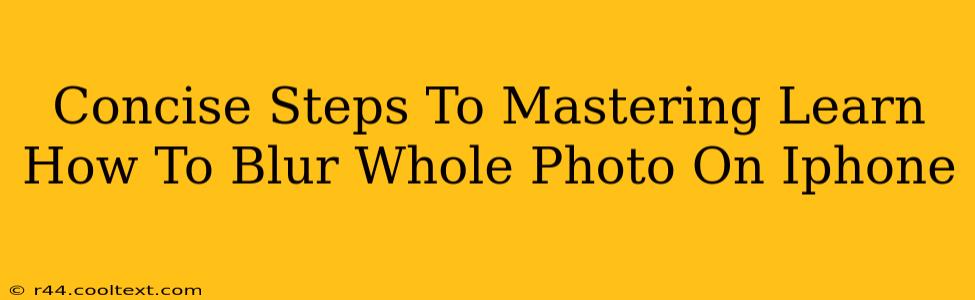 Concise Steps To Mastering Learn How To Blur Whole Photo On Iphone