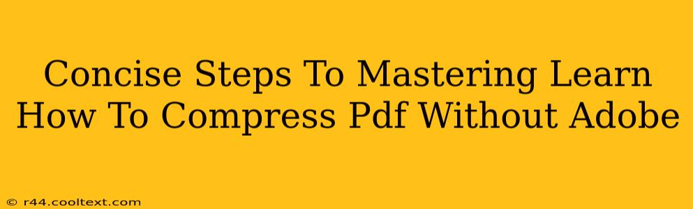 Concise Steps To Mastering Learn How To Compress Pdf Without Adobe