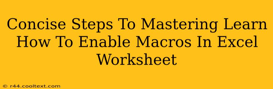 Concise Steps To Mastering Learn How To Enable Macros In Excel Worksheet