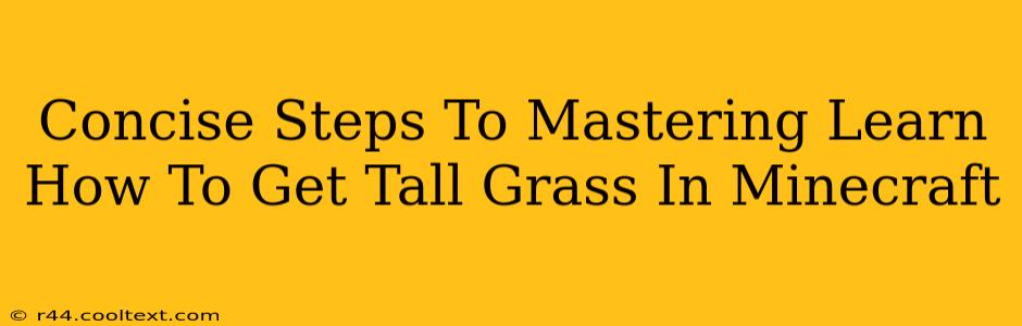 Concise Steps To Mastering Learn How To Get Tall Grass In Minecraft