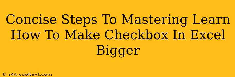 Concise Steps To Mastering Learn How To Make Checkbox In Excel Bigger