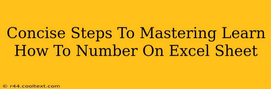 Concise Steps To Mastering Learn How To Number On Excel Sheet