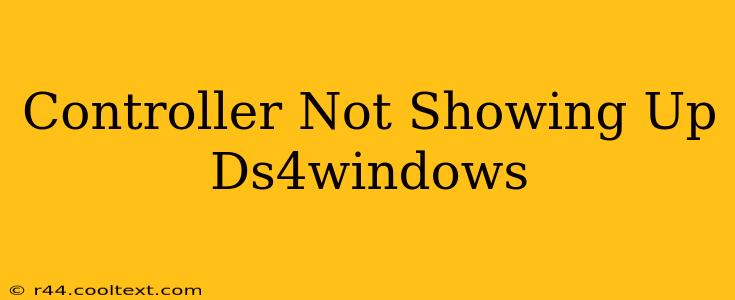 Controller Not Showing Up Ds4windows