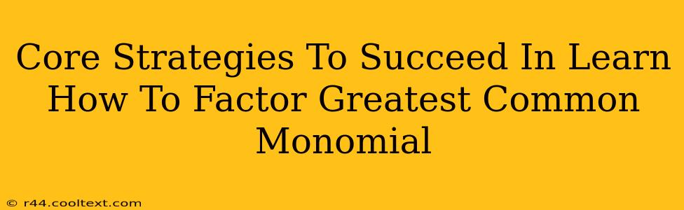 Core Strategies To Succeed In Learn How To Factor Greatest Common Monomial