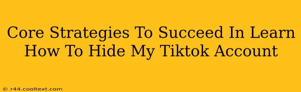 Core Strategies To Succeed In Learn How To Hide My Tiktok Account