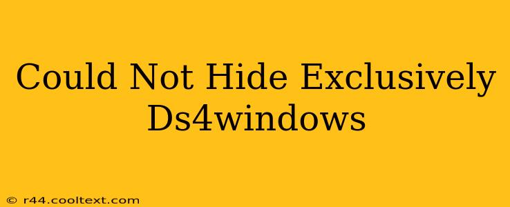 Could Not Hide Exclusively Ds4windows