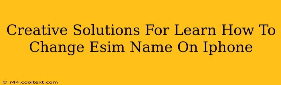 Creative Solutions For Learn How To Change Esim Name On Iphone