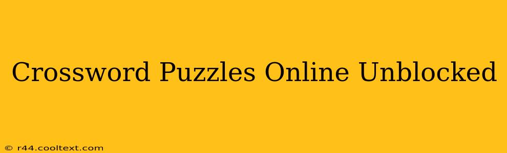 Crossword Puzzles Online Unblocked