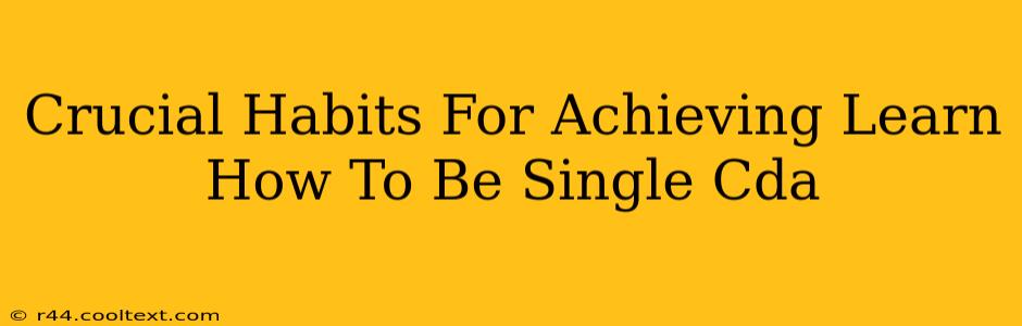 Crucial Habits For Achieving Learn How To Be Single Cda