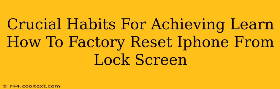 Crucial Habits For Achieving Learn How To Factory Reset Iphone From Lock Screen