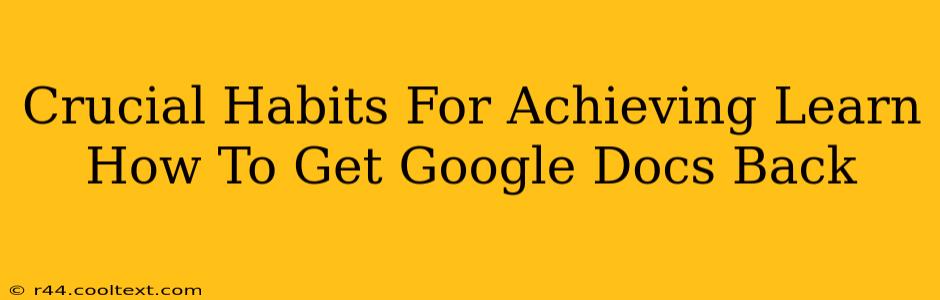 Crucial Habits For Achieving Learn How To Get Google Docs Back