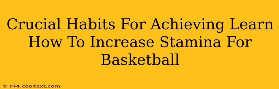 Crucial Habits For Achieving Learn How To Increase Stamina For Basketball