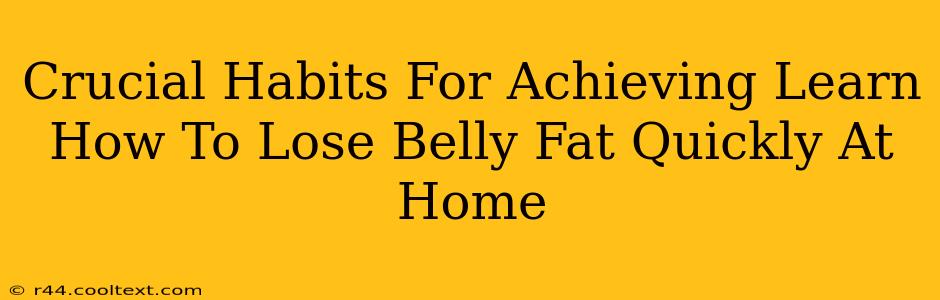 Crucial Habits For Achieving Learn How To Lose Belly Fat Quickly At Home