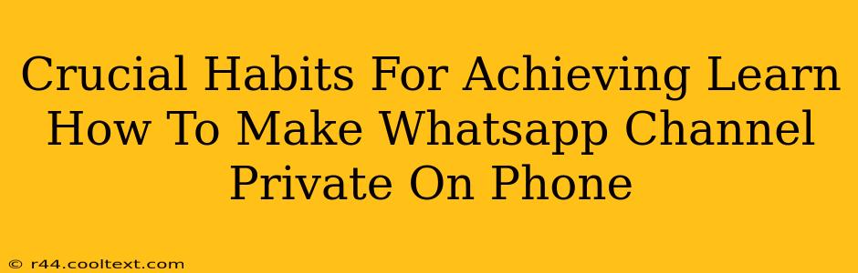 Crucial Habits For Achieving Learn How To Make Whatsapp Channel Private On Phone