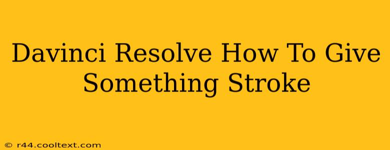 Davinci Resolve How To Give Something Stroke