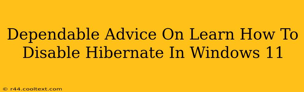 Dependable Advice On Learn How To Disable Hibernate In Windows 11