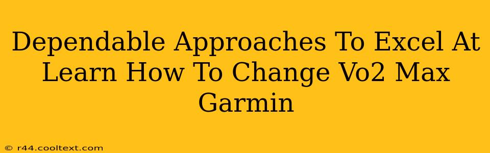 Dependable Approaches To Excel At Learn How To Change Vo2 Max Garmin