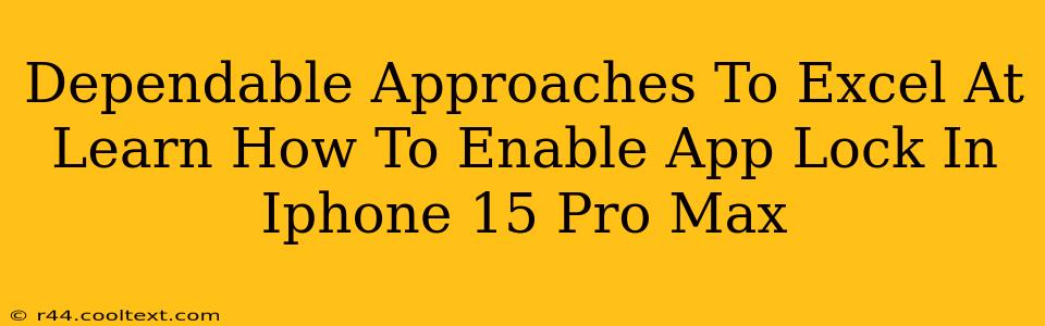 Dependable Approaches To Excel At Learn How To Enable App Lock In Iphone 15 Pro Max