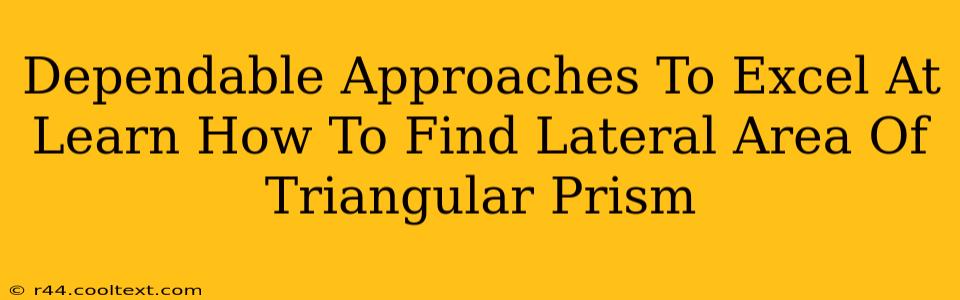 Dependable Approaches To Excel At Learn How To Find Lateral Area Of Triangular Prism