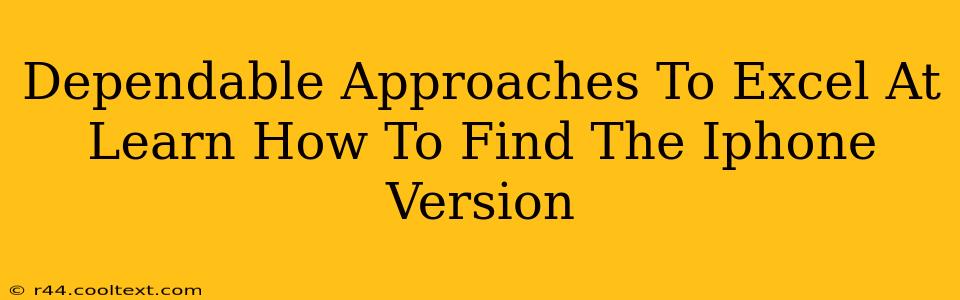 Dependable Approaches To Excel At Learn How To Find The Iphone Version