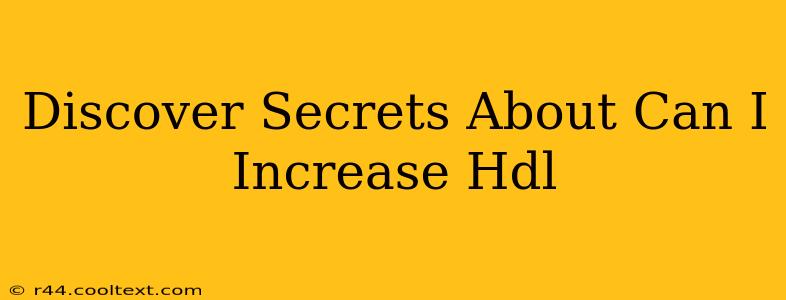 Discover Secrets About Can I Increase Hdl